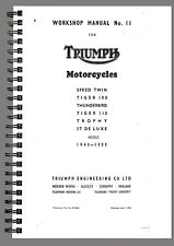 LIVRE DE SERVICE ATELIER TRIUMPH TIGER 100 RÉPARATION MANUELLE SUR PAPIER ANG...