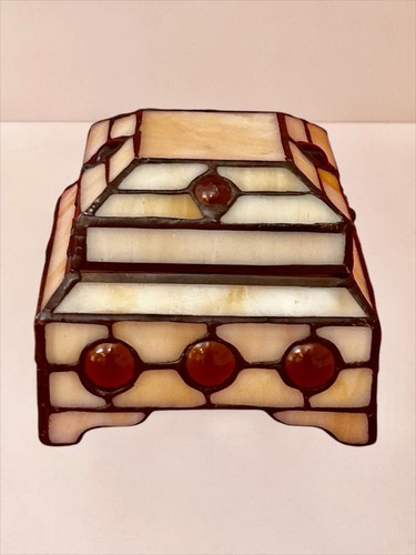 Stained slag glass trinket box - glass,