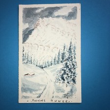 Aquarelle originale - GAUDIN Auguste Jean- carte de voeux ancienne