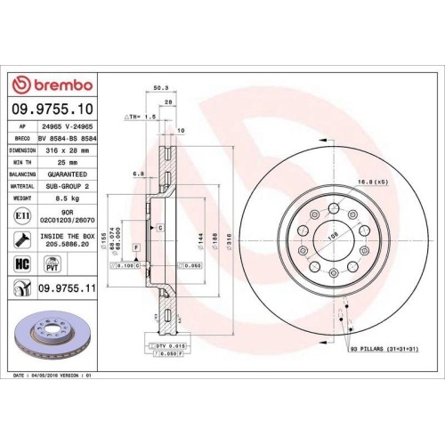 Disque frein brembo - frein,