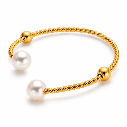 Bague torsadée dorée perles - bague,
