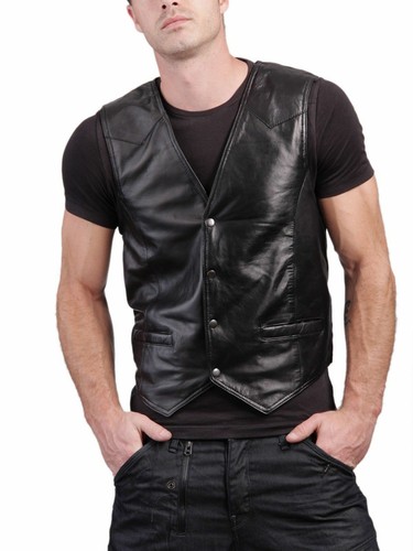 Gilet cuir véritable en - en,