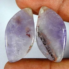 Paire de pierres précieuses cabochon en agate améthyste bleue naturelle...