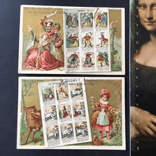 2 Chromos Dorés Contes Perrault Barbe Bleue XIXè Librairie Guchet Nantes Scraps