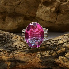 Fin Bicolore Tourmaline Gemme 925 Argent Bague Toutes Tailles