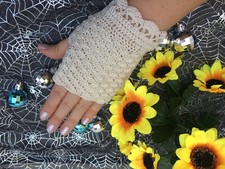 Mitaines crochet coton écru