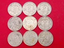 Lot De 9 Pièces De 2 Francs Morlon Années 1941,1945,1946,1947,1949,1949B,1959