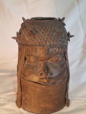 Grand Masque  Tête Oba  De L Ancien Royaume Du Benin  Tête Bronze Laiton