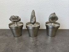 3 pots couvercle decore arbre etain du manoir cache pot ? vintage