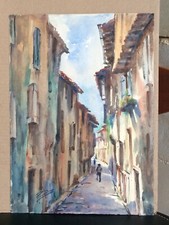 AQUARELLE signée PRADERE PARTHENAY DEUX SEVRES PORT SAINTE MARIE LOT ET GARONNE