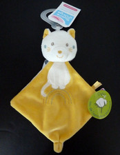 *. DOUDOU PLAT SUCRE D'ORGE CHAT JAUNE BLANC 100% NEUF