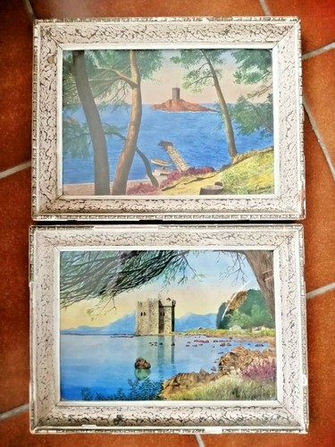 Deux tableau sous verre bord - ,