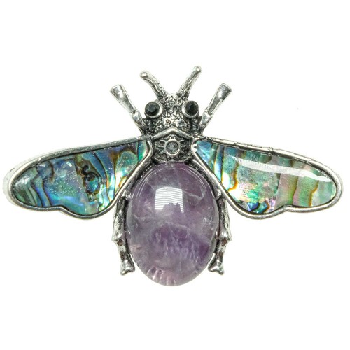 Broche abeille avec - , améthyste