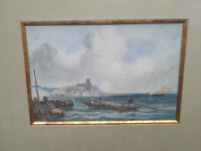 Peinture ancienne  marine école anglaise 19ème signée port  bateau mouton berger