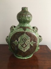 gourde art populaire poterie terre cuite vernissé XIXe