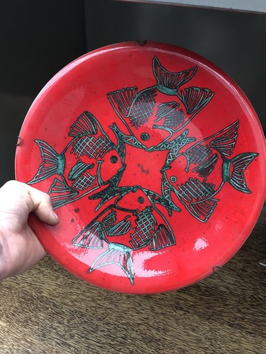 Grande assiette decor poisson - assiette,