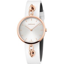 Montre Femme CK CALVIN KLEIN CHAIN KBM236L6 Cuir blanc gold Rose SWISS MADE