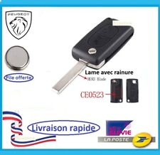 COQUE PLIP CLE PEUGEOT 207 307 308 3008 5008 2BTS LAME AVEC RAINURE CE0523+ PILE