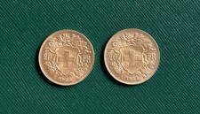 ⚜️⚜️SUISSE Lot de 2 Pièces VRENELI HELVETIA 20 Francs OR  1935 LB  SUP  ⚜️⚜️
