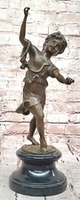 Western Art Bronze Sculpture Statue Happy Dansant Enfant Signé Par Moreau Œuvre