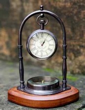 Horloge table boussole laiton