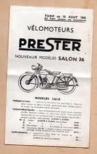 vieux papiers moto VELOMOTEURS PRESTER 1936  (P41076)