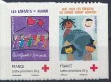 Timbre France Adhesif  145/146 Croix Rouge 2007 amour a Gauche
