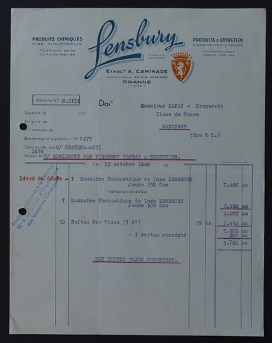 Facture roanne 1948 caminade - facture,