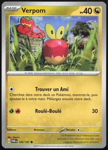 Carte pokémon verpom 126 - carte,