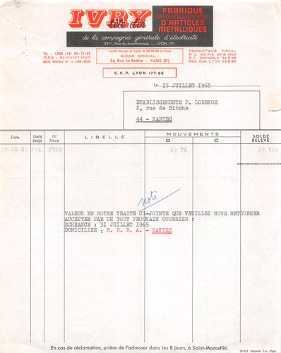 1965 fabrique appareillage - 1965, d