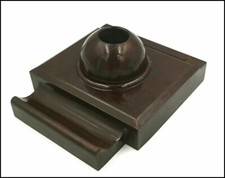FRENCH VINTAGE ART DECO BURGUNDY BAKELITE INKWELL / PEN HOLDER