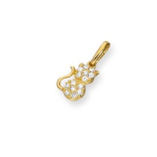 Charm Chat en Or Jaune 9 Carats et Oxydes de Zirconium