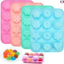 4 Pièces Moule à Savon, Moule Silicone DIY, Moule Silicone Fleur Convient, 3D M