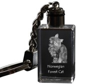 Chat des forêts norvégiennes porte-clés en forme de cube avec un chat Art-Dog