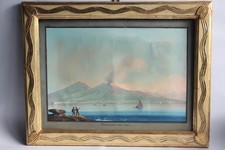 Gouache napolitaine eruzione - gouache,