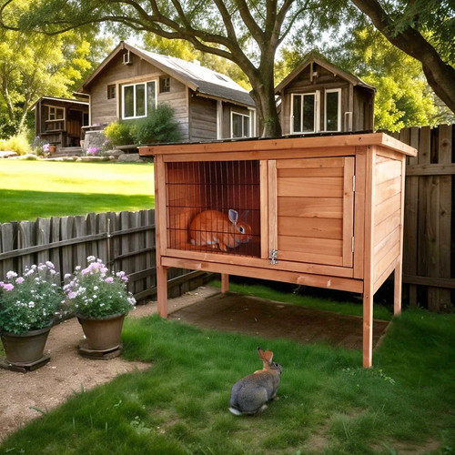 Clapier lapin bois - lapin, en