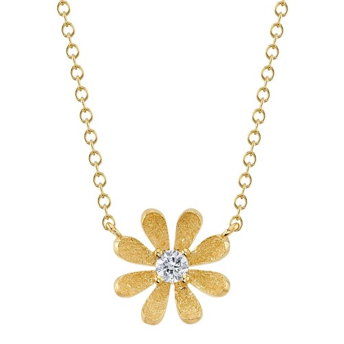14k jaune diamant - or, fleur