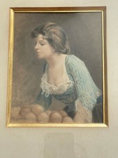 Superbe tableau Jules Girardet portrait jeune femme pastel signé peintre suisse