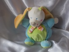 Doudou lapin boule bleu, vert