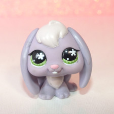 authentic littlest LPS 648 bunny rabbit lapin bélier petshop flower purple