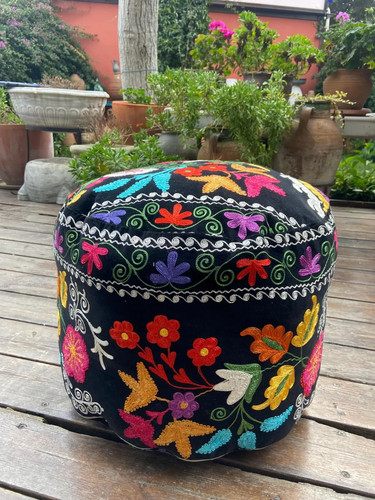 Modern handmade velvet pouf - modern,
