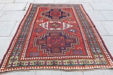 Ancien Worn Main Fabriqué Traditionnel Oriental Laine Rouge Vert Grand Tapis