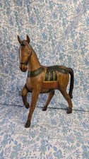 Cheval Bois Vintage Peint Main – 30x40cm – Très Bon État – Objet Déco Ancien