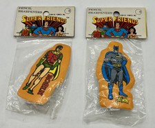 BATMAN & ROBIN - Lot neuf 2 Taille-crayons/Pencil Sharpeners - DC Comics 1980