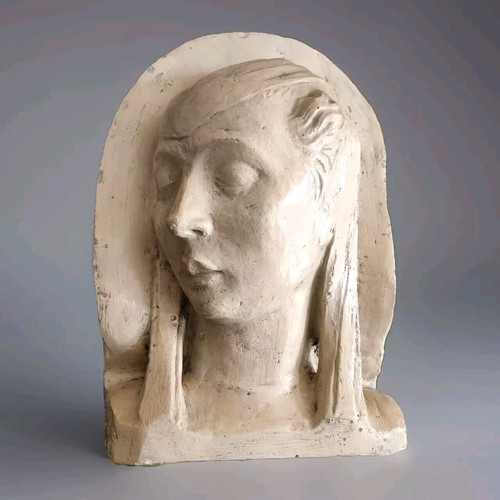 Ancien plaque buste plâtre - ancien, en