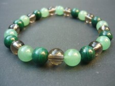 Bracelet de perles en véritable Malachite, Aventurine, Quartz fumé, Sur mesure