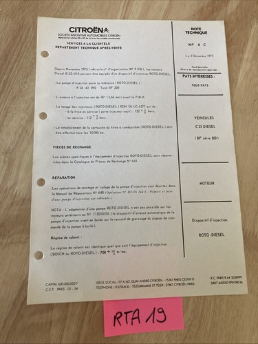 Citroën note technique 1975