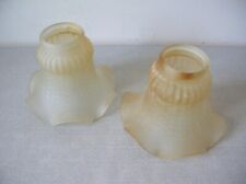 Lot de 2 anciens abat jour en verre de lampe luminaire de 13,3 cm A1