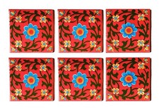 Set De 6 Art Poterie Traditionnel Main Peint Céramique Décorative Carreaux