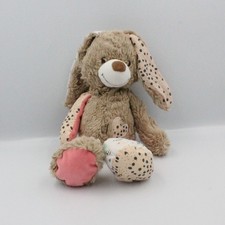 Doudou lapin beige marron rose